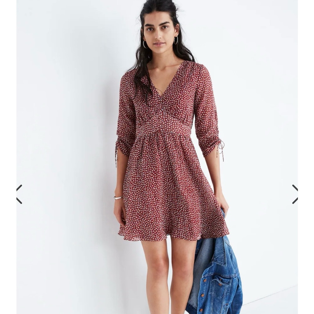 Madewell Starviolet Ditsy Flowers Red Mini Dress Size 4
